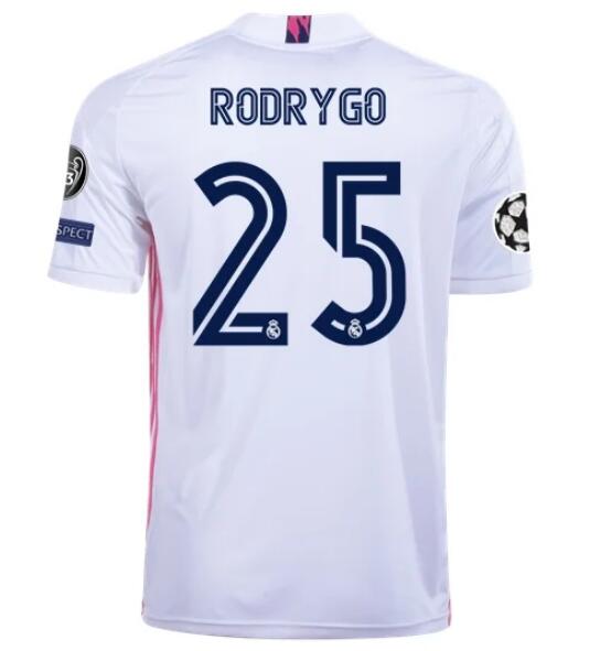 Real Madrid Home Kit Soccer Jersey RODRYGO #25 2020/21